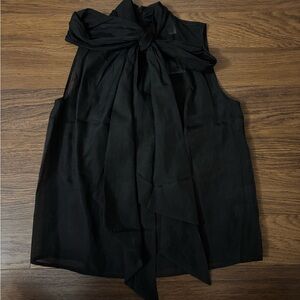 NWOT H&M Sheer Black Sleeveless Blouse with Bow